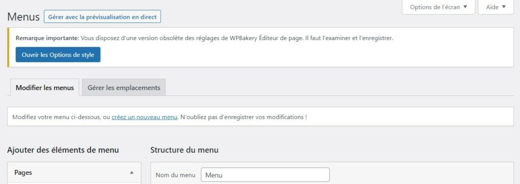 change wordpress menu