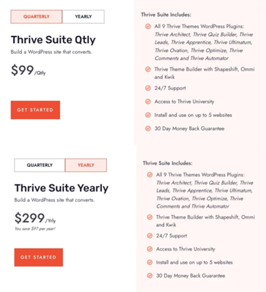 thrive suite rates