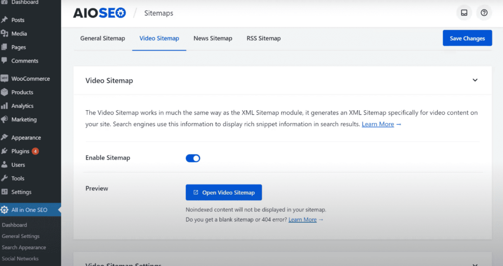 video sitemap all in one seo
