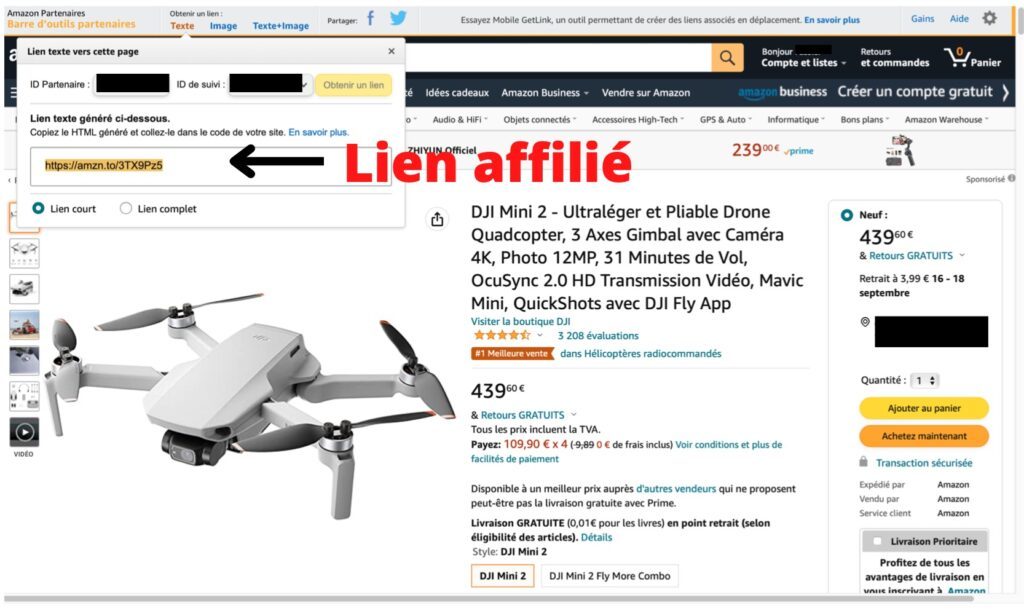 create amazon affiliate link