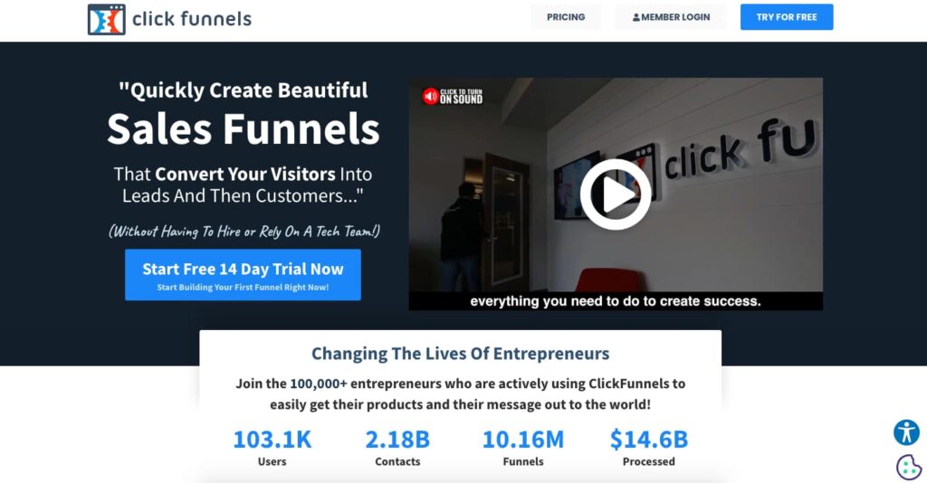 clickfunnels home page