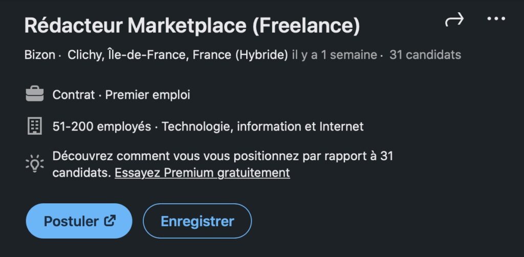 job offer linkedin editor