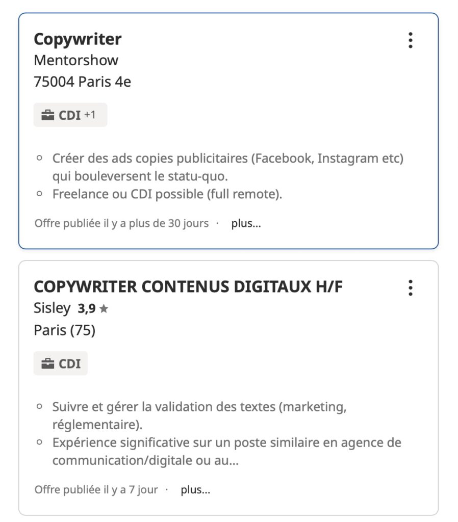 job offer copywriter